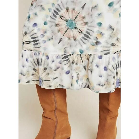 Anthropologie X Kachel Chiara Ruffle Long Sleeve Watercolor Midi Dress 6 (UK 10) - Picture 5 of 16